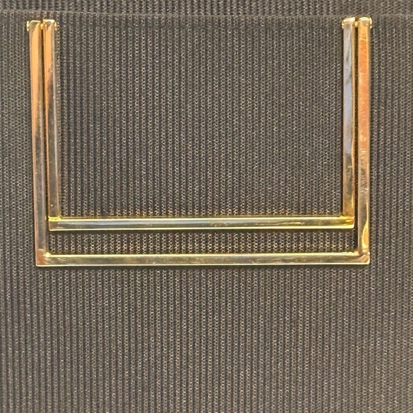 Vintage Black Rectangular Evening Crossbody Bag With Square Gold Handles - Picture 10 of 12